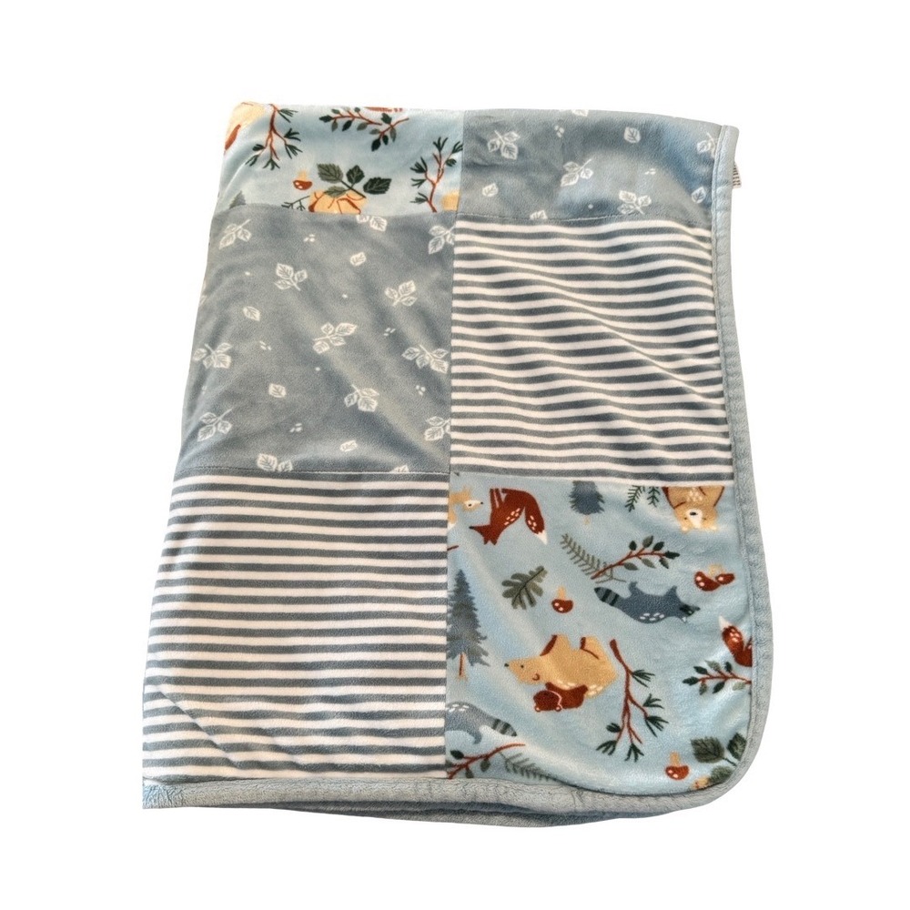 Modern Moments by Gerber Baby Blanket Woodland Animal Patchwork Sherpa‎ Plush